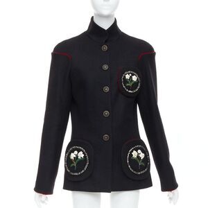 Chanel Flower Embroidery Wool Coat
